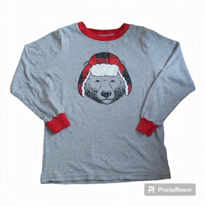 Kirkland Signature Boys Light Gray Red Trim Graphic Long Sleeve Top - Size 10